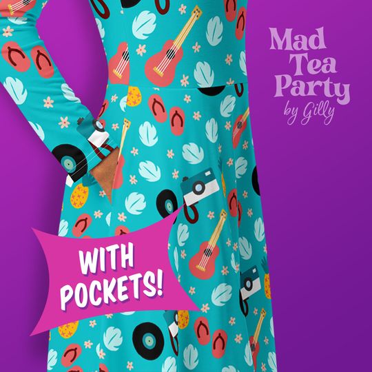 Lilo-inspired long sleeve midi dress with pockets