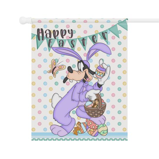Disney Goofy Easter Home , Unique Home and Garden Flag, Disney Garden Flag
