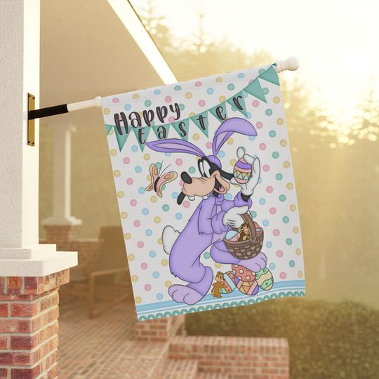 Disney Goofy Easter Home , Unique Home and Garden Flag, Disney Garden Flag
