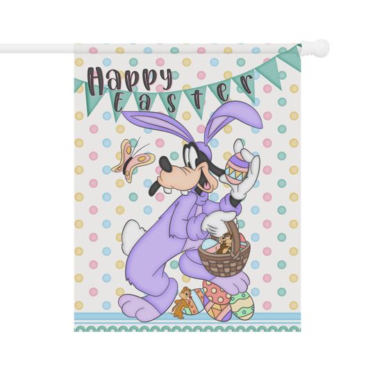 Disney Goofy Easter Home , Unique Home and Garden Flag, Disney Garden Flag