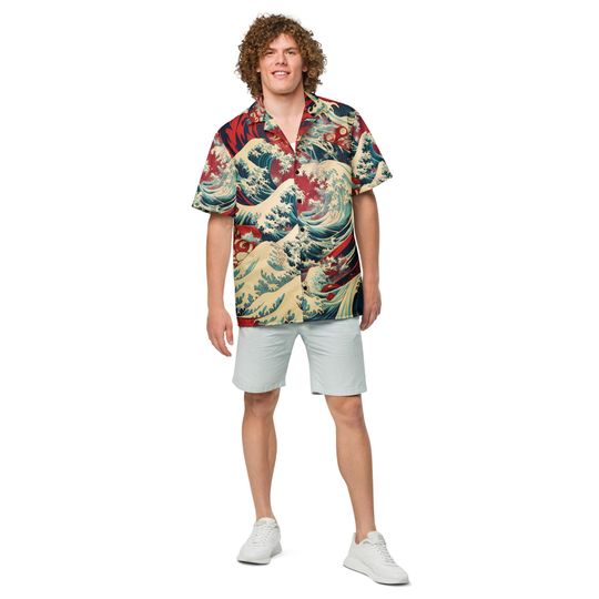 Premium Lightweight Button-Up Shirt "Red Horizon"