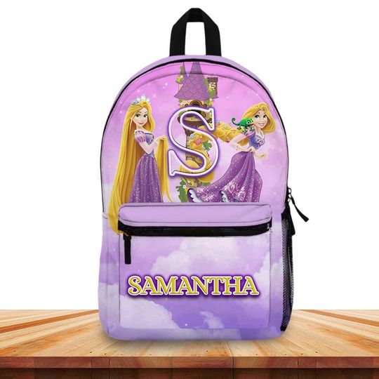 Personalized Tangled Backpack for Girls  Custom Name & Initial  Princess Rapunzel School Bag Backpack  Fairy Tale Gift