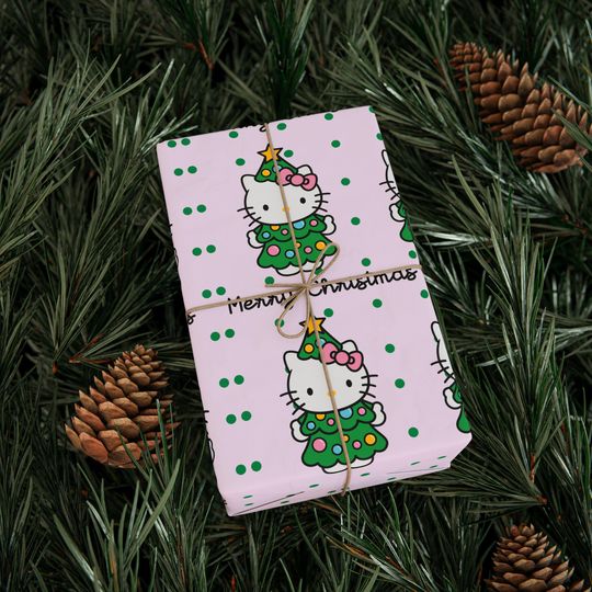 Hello Kitty Christmas Tree Wrapping Paper | Holiday Gift Wrap Roll