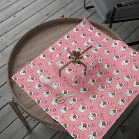 Pink Santa Holiday Wrapping Paper
