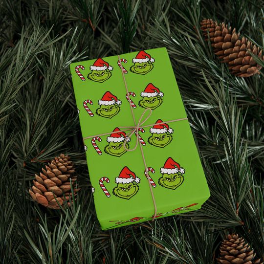 funny character Faces and Candy Canes Wrapping Papers | Christmas Pattern Roll