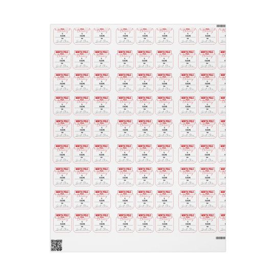 North Pole Shipping Label Wrapping Paper, Holiday Labels Pattern