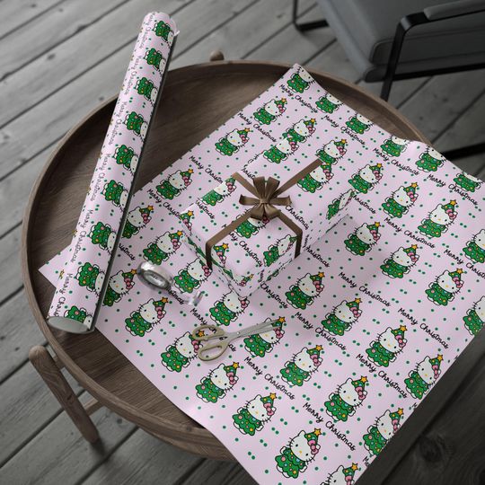 Hello Kitty Christmas Tree Wrapping Paper | Holiday Gift Wrap Roll