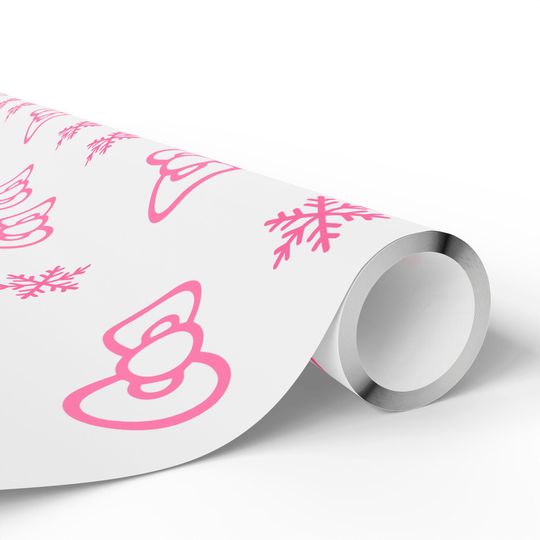 Hello Kitty Bow & Snowflakes Wrapping Paper | Holiday Floral Pattern