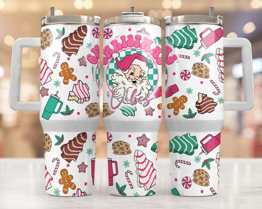 Christmas Vibes 40oz Tumbler Wrap  , Merry Christmas 2 pieces 40 oz Tumbler  , Retro Christmas Tumbler 40oz  ,Sublimation Design
