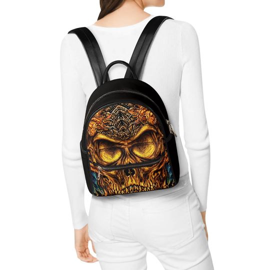 Gothic Skull PU Mini Backpack