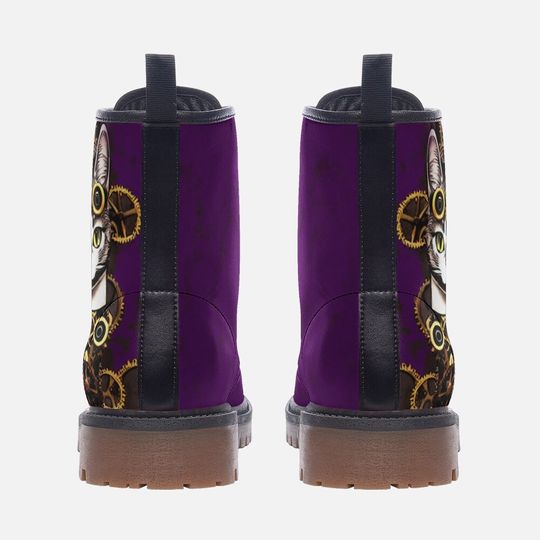 Steampunk Kitty Purple Leather Boots