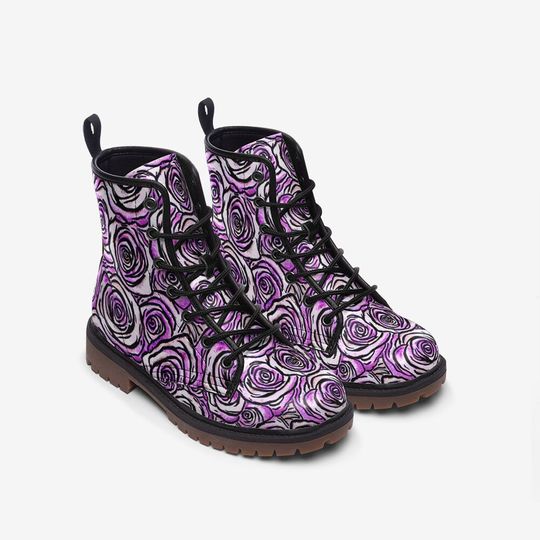 Purple Rose Leather Casual Boots