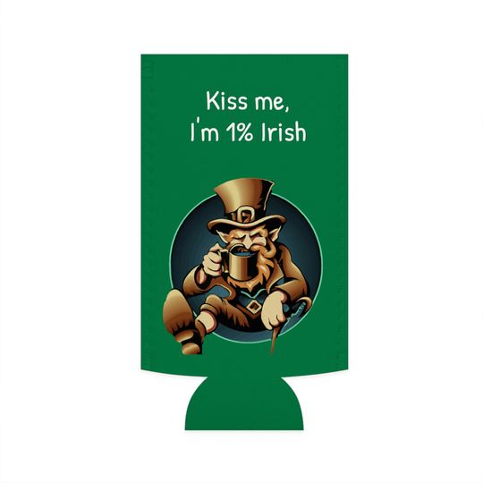 Funny St Patrick Day can cooler - Irish friend gift - sarcastic St Patrick can cooler - Everyone Irish gift-  Slim Can Cooler