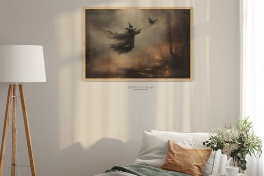 Witchy Decor Halloween Wall Art Printable Vintage Witch Halloween Rustic Halloween Decor