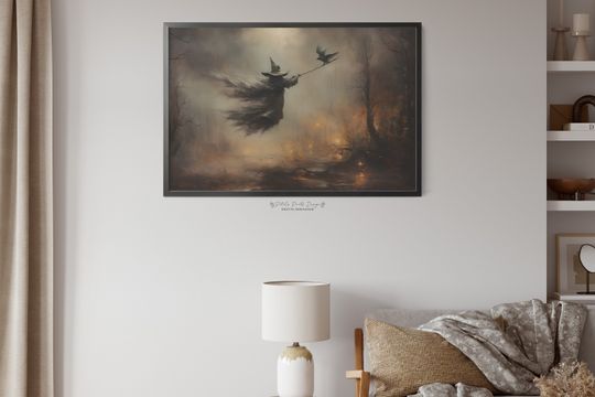 Witchy Decor Halloween Wall Art Printable Vintage Witch Halloween Rustic Halloween Decor