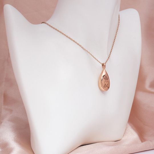 Teardrop Pet Urn Necklace with Paw Print Locket for Mothers Day