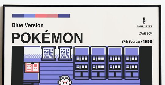 poket mons (1996) for Gameboy - Video Game Poster, Minimalist, Red Version, Blue Version