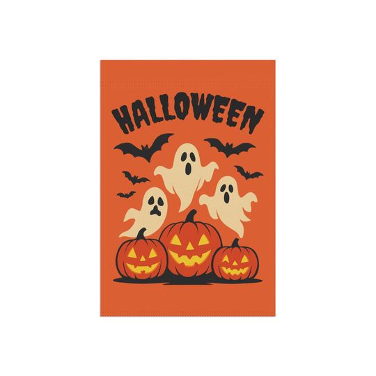 Outdoor Flag Halloween Ghosts Bats Jack-O-Lanterns Primitive Decor Scary Holiday, Spooky Garden House Banner Exterior Decoration