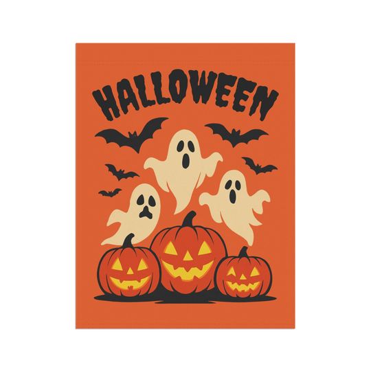 Outdoor Flag Halloween Ghosts Bats Jack-O-Lanterns Primitive Decor Scary Holiday, Spooky Garden House Banner Exterior Decoration