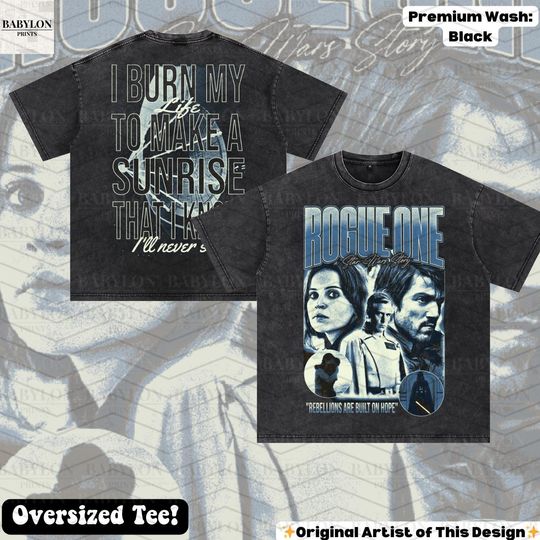 Oversized Star Wars Rogue One Double-Sided T-Shirt with Cassian Andor