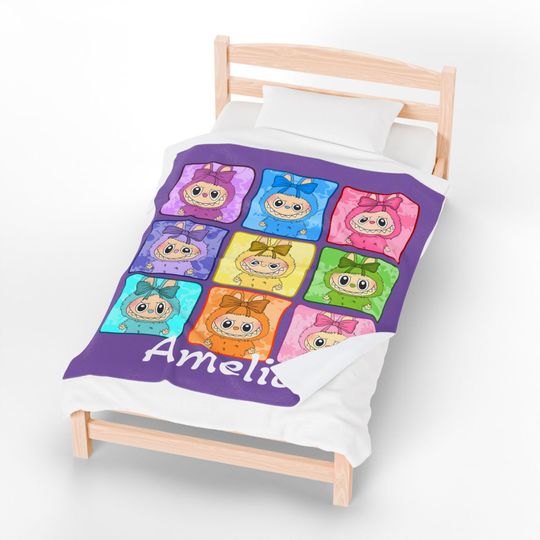 Personalized Labubu Fleece Blanket | Gift For Kid | Back To School Gift