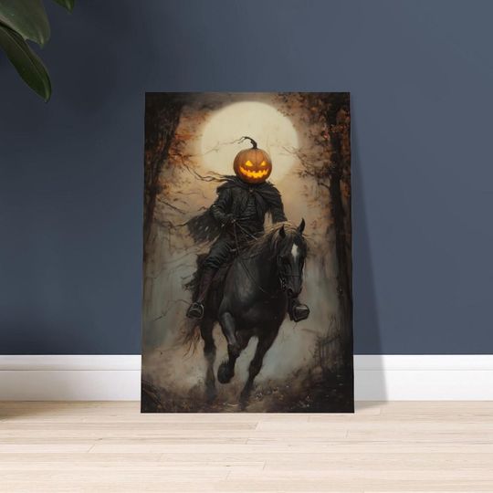 Headless Horseman Pumpkin Rider Poster | Gothic Halloween Decor