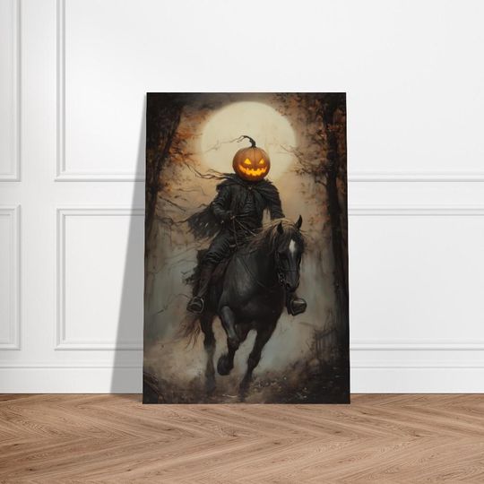Headless Horseman Pumpkin Rider Poster | Gothic Halloween Decor