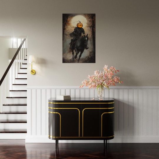 Headless Horseman Pumpkin Rider Poster | Gothic Halloween Decor