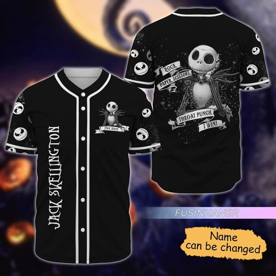 Personalized Jack Skellington Shirt, Jack Skeleton Baseball Jersey