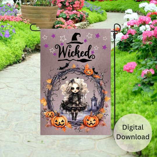 Halloween Garden Flag Sublimation Design , Fall Flag