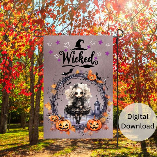 Halloween Garden Flag Sublimation Design , Fall Flag