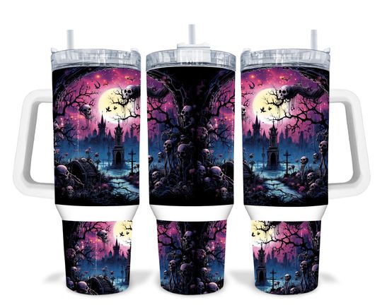 Graveyard Halloween 40oz Sublimation Quencher Tumbler