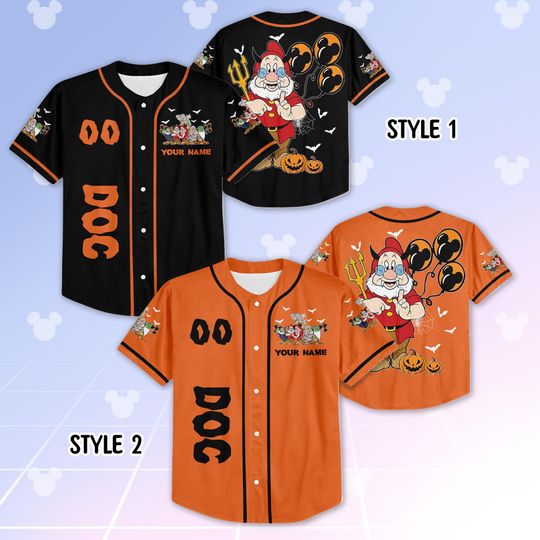Snow White Seven Dwarfs Halloween Mickey Balloon Baseball Jersey, Disney Halloween Family Matching Jersey, Disneyland Spooky Season