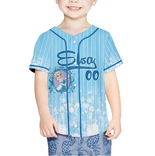Custom Printed Glitter Conquette Elsa Baseball Jersey, Personalized Name&Number, Disneyland Family Shirt, Birthday Gift, Gift for her