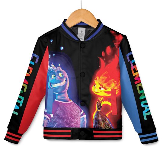Custom Disney Pixar Elemental Varsity Jacket, Personalized Disney Baseball Jacket