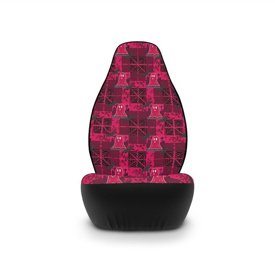 Car Seat Covers Pink ghosts, webs, and bats