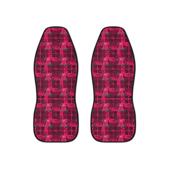 Car Seat Covers Pink ghosts, webs, and bats