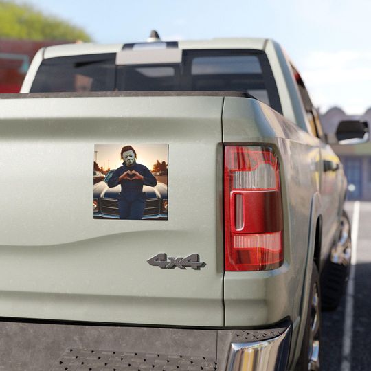 Custom Michael Myers Heart Hands Halloween Car Magnet