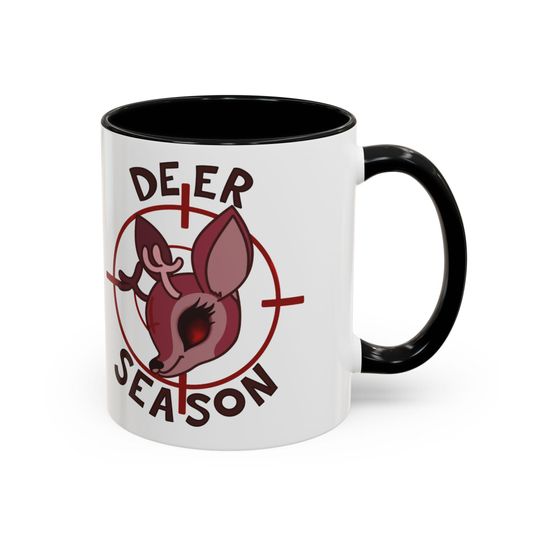Hazbin Hotel Lucifer Morningstar Mug - 'DEER SEASON' Fan Art Coffee Mug with Coloured Handle