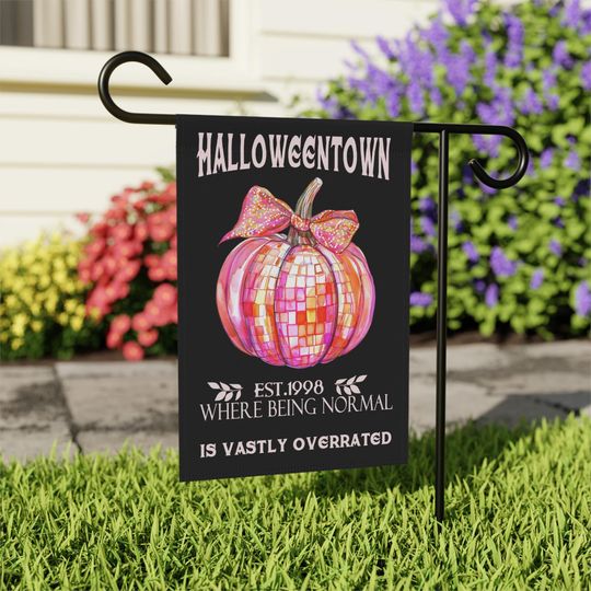 Halloween Garden Flag Pink Pumpkin  Halloweentown