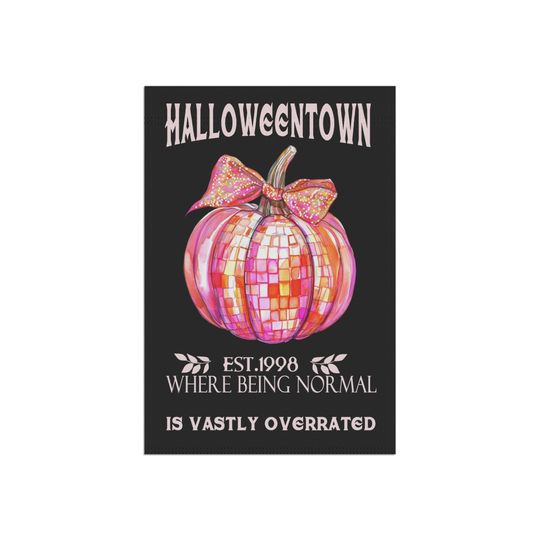 Halloween Garden Flag Pink Pumpkin  Halloweentown