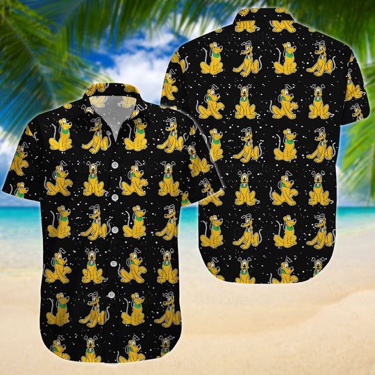 Pluto Hawaii Shirt, Pluto Button Shirt, Disney Pluto Shirt