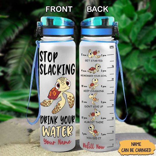 Squirt Finding Nemo Bottle, Disney Squirt Bottle, Turtle Name Water Bottle, Sea Turtle Water Bottle, Turtle Water Tracker Bottle