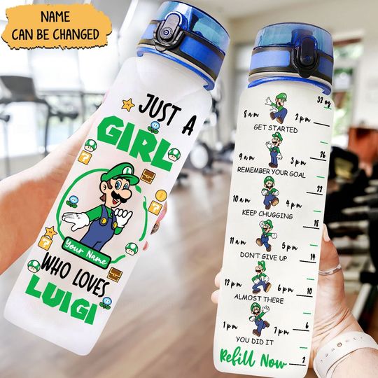Luigi Water Bottle Tracker, Custom Luigi Water Bottle, Super Mario Bottle, Mario And Luigi, Mario Drink Bottle, Princess Peach