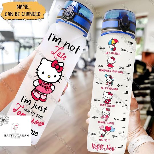 Halloween Kitty Cat Water Bottle, Hello Kitty Drink Bottle, Hello Kitty Fitness Bottle, Disneyland Bottle, Custom Name Bottle For Girls