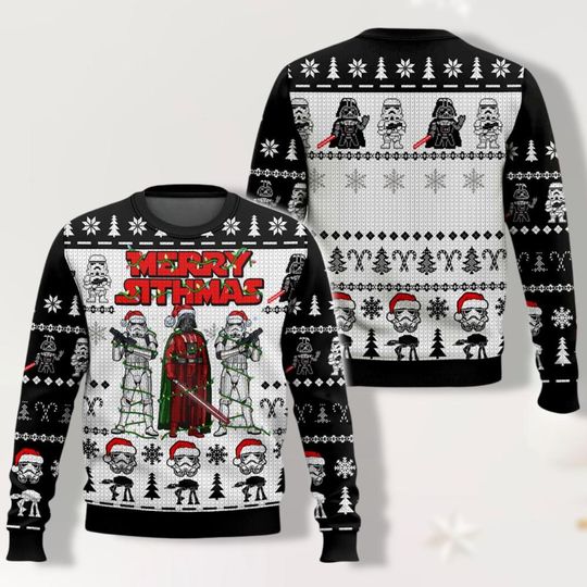 Darth Vader Stormtrooper Christmas Sweater, Disney Star Wars Ugly Sweater