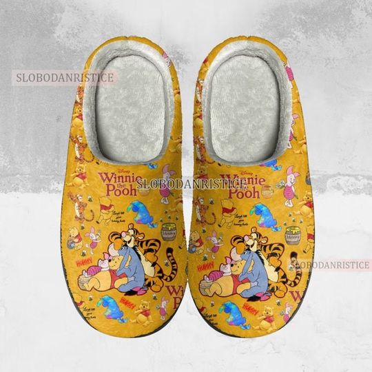Winnie The Pooh Cozy Unisex Winter Slippers, Disney Winnie The Pooh Shoes