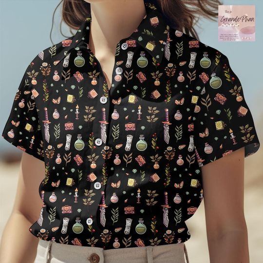 Dungeons & Dragons Spellcaster Hawaiian Button-Up Shirt for Men