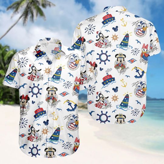 Disney Hawaiian Shirt, Mickey Swim Shorts, Donald Duck Button Shirt, Goofy, Summer Outfit, Gift For Fans