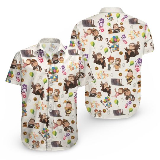 Ellie And Carl Hawaiian Shirt, Disney Husband Wife Hawaiian Shirt, Disney Up Couple Hawaiian Shirt, Disney His Carl Her Ellie Hawaiian Shirt